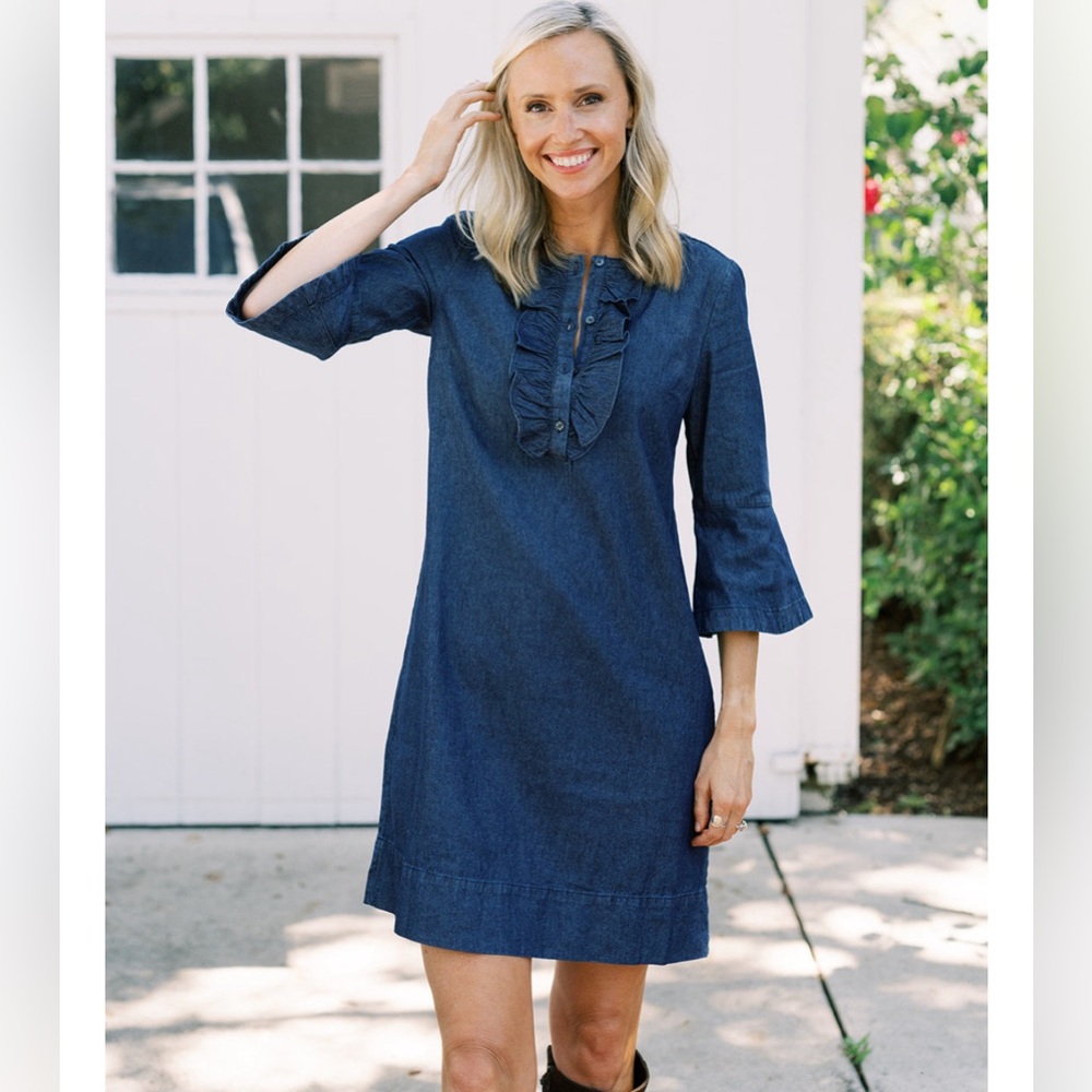 Draper James Chambray Ruffle Shift Dress